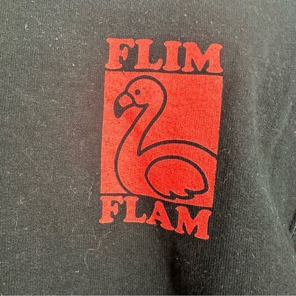 FLIM FLAM Merch Flamingo Graphic Black Hooded Sweatshirt Sz Youth XL - Picture 2 of 6